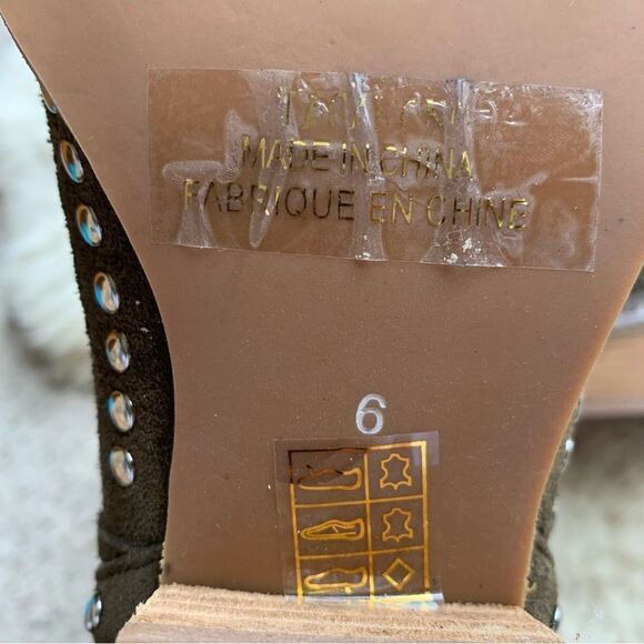 Jeffrey Campbell Tagalong Stud Western Cut Out Ankle Bootie Olive Green Size 6 - Picture 10 of 11